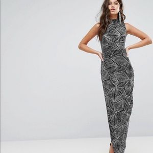 High neck drape dress